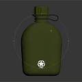 Green Decorative Ornament Set Featuring Water Bottle With Star Logo And Handle