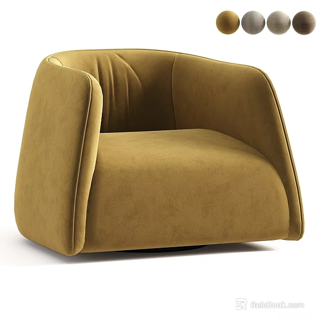 Tan Velvet Single Sofa Featuring Modern Rounded Arms And Comfortable Design 3d model 