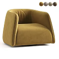 Tan Velvet Single Sofa Featuring Modern Rounded Arms And Comfortable Design