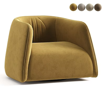 Tan Velvet Single Sofa Featuring Modern Rounded Arms And Comfortable Design 3d model