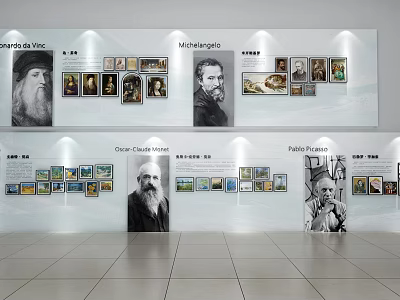 World painter Leonardo da Vinci Michelangelo Van Gogh Mona Picasso Painting Show Figure Introduction World Famous Painting Painting Exhibition Art Show 3d model