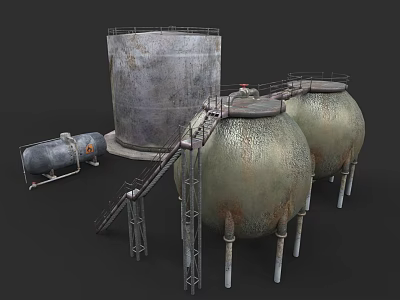 Industrial Equipment Featuring Large Storage Tanks Metal Structures And Connected Pipes 3d model