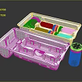 Medical Devices Storage Tray with Brown Bottles and White Plastic Compartments