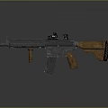 Modern Tactical Rifle With Wooden Stock Metal Barrel And Scope Attachment