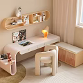 Modern Desk and Chair Set in Cozy Home Study with Lamp Books and Storage Cabinet