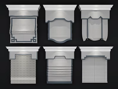 Various Window Curtain Designs With Different Patterns And Styles For Home Decor 3d model