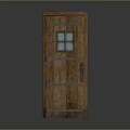Traditional Wooden Front Door Featuring Glass Panels and Classic Design Details