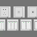 Modern White and Brown Switch Panels with Socket and Switch Combinations for Home Use 3d model