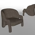 Modern Gray Armchair With Curved Design Soft Upholstery And Comfortable Armrests