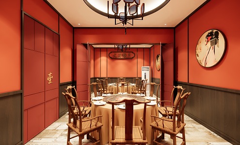 Chaobai Chinese Hot Pot Restaurant Room Contains enscape Lights and Parameters 3d model