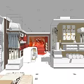Modern Mall Shop Interior With Wooden Display Shelves And Furniture