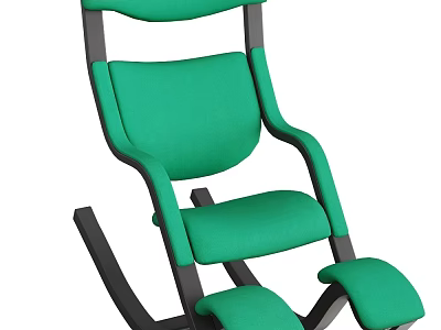 Green Rocking Chair with Black Frame Fabric Upholstery and Footrest Modern Design for Comfortable Relaxation 3d model