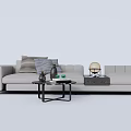 Modern Sectional Sofa Interior With Throw Pillows Coffee Table And Decorative Lamps 3d model