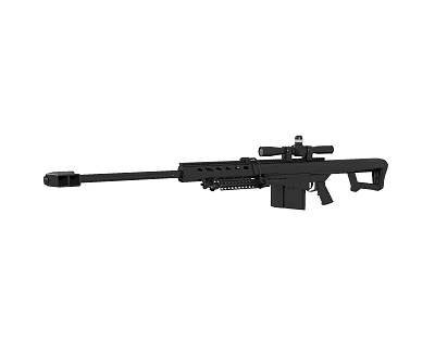 Black Tactical Sniper Rifle Featuring Scope And Detachable Magazine Design 3d model