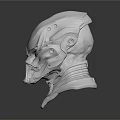 Futuristic White Head Model With Detailed Structure Sleek Design And Dark Background