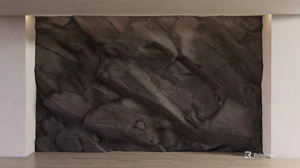 Dark Rock Textured Background Wall With Natural Surface Pattern For Interior Design 3d model 