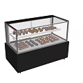 Display Showcase Shelf with Transparent Glass Door and Layered Shelves for Desserts Chocolates Cupcakes