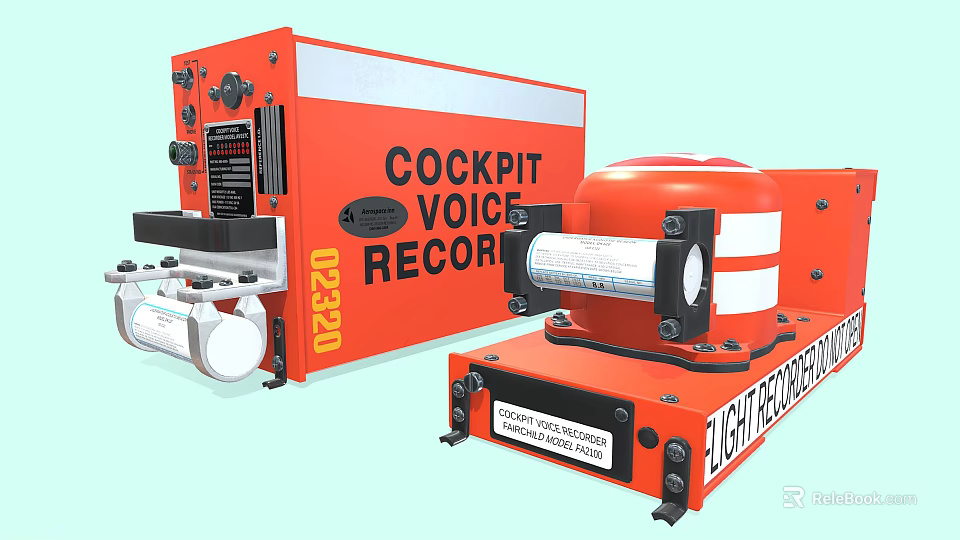 Orange Cockpit Voice Recorder And Flight Data Recorder For Aircraft Industrial Equipment 3d model 