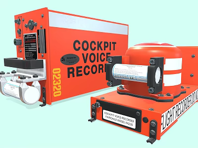 Orange Cockpit Voice Recorder And Flight Data Recorder For Aircraft Industrial Equipment 3d model