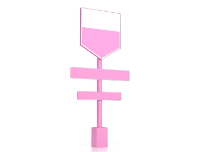 3D Pink Directional Guide Signage with Top Indicator and Lower Panels 3d model