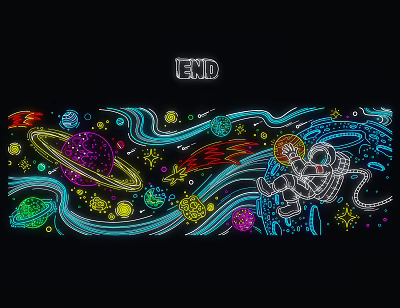 Space Theme Decorative Lights Featuring Astronaut Planets Meteor Stars And Neon Style 3d model