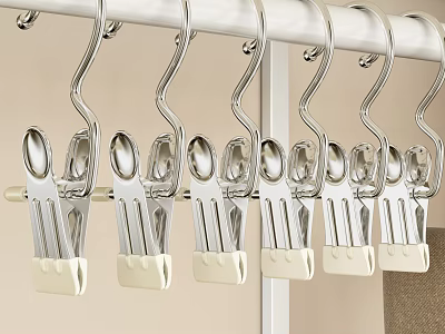 Durable White Metal Hangers With Strong Clips And Hooks For Clothes Hanging 3d model