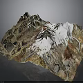 Detailed Artistic 3D Mountain Sculpture With Snowy Peak And Colorful Textured Design