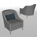 Modern Gray Fabric Single Sofa With Metal Frame And Black Geometric Pillow 3d model