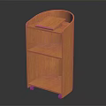 Sturdy Wooden Rolling Utility Shelf with Three Shelves and Tilted Top Board