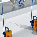 Industrial Equipment Production Line With Large Storage Tanks Blue Machinery And Orange Components