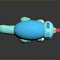 Cute 3D Cartoon Cat Toy With Blue Cyan Body White Paws Pink Tongue