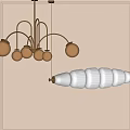 Modern Gold Metal Chandeliers With Spherical Bulbs And White Pleated Pendant Light