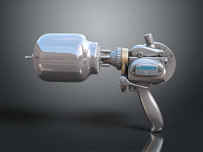 Vintage Silver Metal Weapon With Large Capacity Tank And Industrial Design Features 3d model