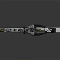 Futuristic Metallic Weapon Featuring Yellow And Gray Circular Design Mechanical Structure And Detailed Grip