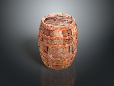 Wooden Barrel Water Barrel Old Wooden Barrel Water Barrel Pot Container Realistic 3d model