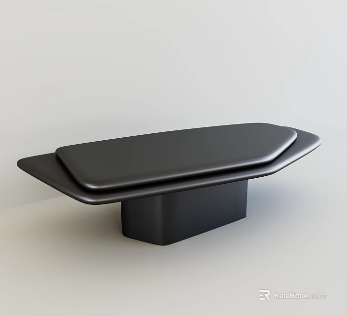 Modern Contemporary Coffee Table with Sleek Black Surface and Square Base 3d model