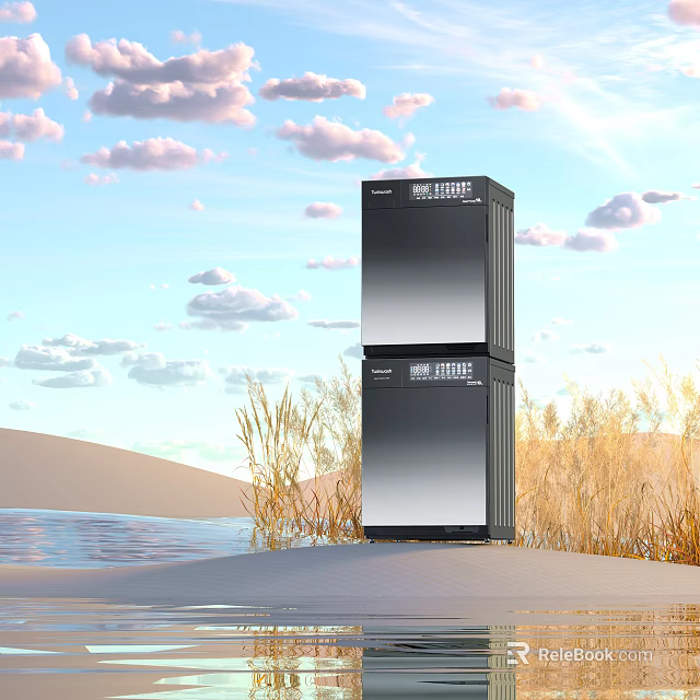 Modern Double Drum Washing Machine With Sleek Design In Natural Landscape Setting 3d model 