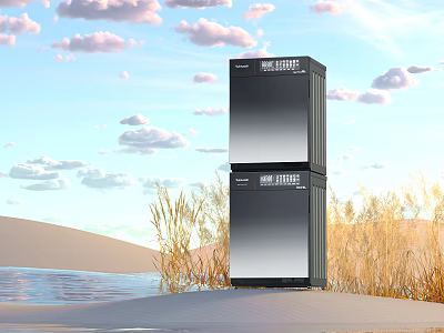 Modern Double Drum Washing Machine With Sleek Design In Natural Landscape Setting 3d model