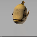 Cartoon Style Yellow Fish With Spots Orange Fins And Big Eyes Design