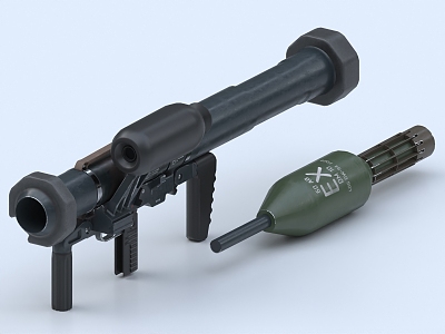 Bazooka rocket launcher anti-tank gun shell mortar gun 3d model