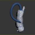 Monkey Decorative Sculpture With Blue And White Pattern Blue Tail And Golden Feet