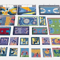 Multiple Colorful Basketball Court Designs With Various Patterns And Layouts