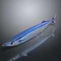 Shiny Blue Silver Decorative Fish Ornament For Modern Home Living Decoration 3d model