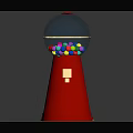 Commercial Gumball Machine With Transparent Globe And Colorful Gumballs Red Base