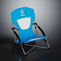 Blue Folding Leisure Chair With White Mesh Back Panel And Metal Frame