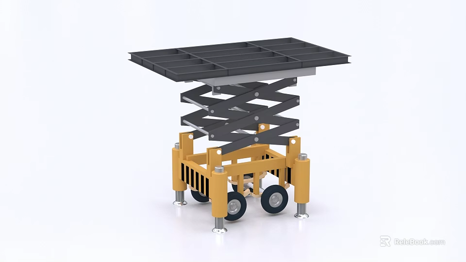 Industrial Equipment Mobile Scissor Lift Platform With Wheels And Lifting Function 3d model 