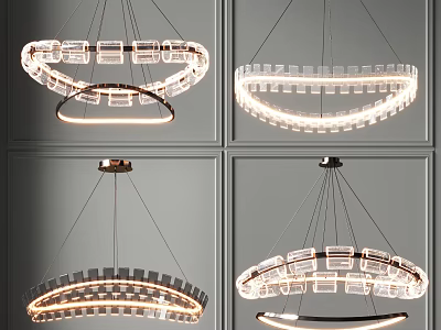 Modern Circular Chandeliers With Transparent Crystal Elements And LED Lighting Design 3d model