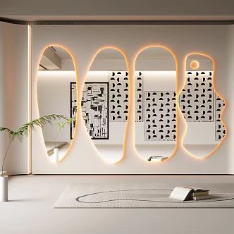 Silent mirror shaped decorative mirror 3d model