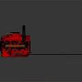 Red And Black Chainsaw With Orange Handle And Black Cutting Chain
