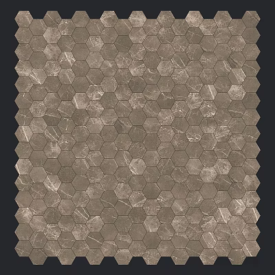 Neutral Hexagonal Tiles With Marble Texture And Earthy Tones For Decorative Surfaces 3d model